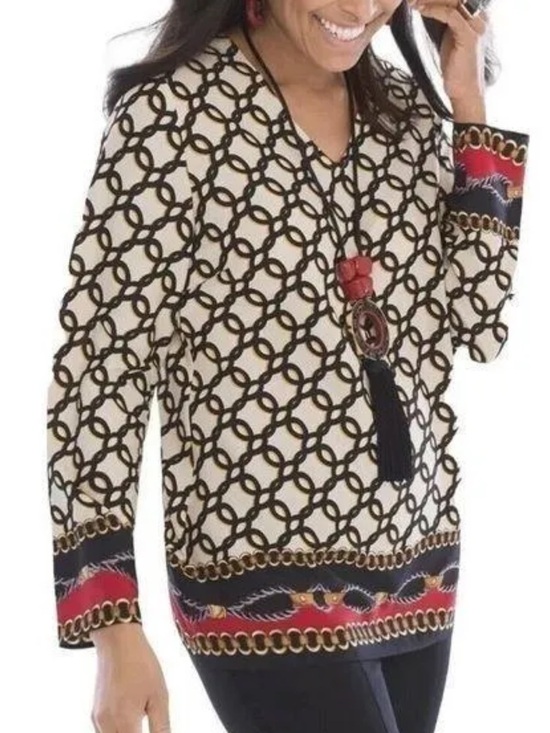 Chico's Tops - Chico's Status Frame Cutout Tunic Blouse Size 3